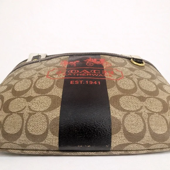 Coach Tan Signature Canvas Tote with Dark Brown Trim - Picture 8 of 11